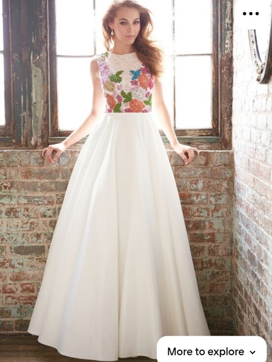 madison james Dresses & Skirts - Madison James Sleeveless Lace Floral  Bodice Wedding Dress